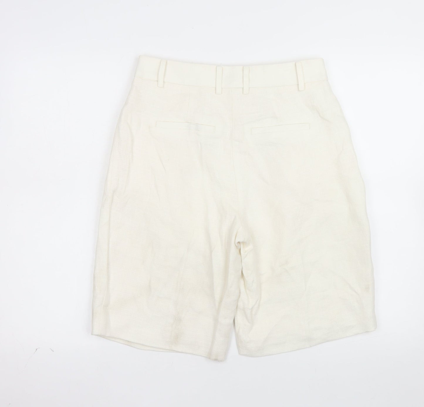 Marks and Spencer Autograph Women's Ivory Linen Bermuda Shorts Size 8