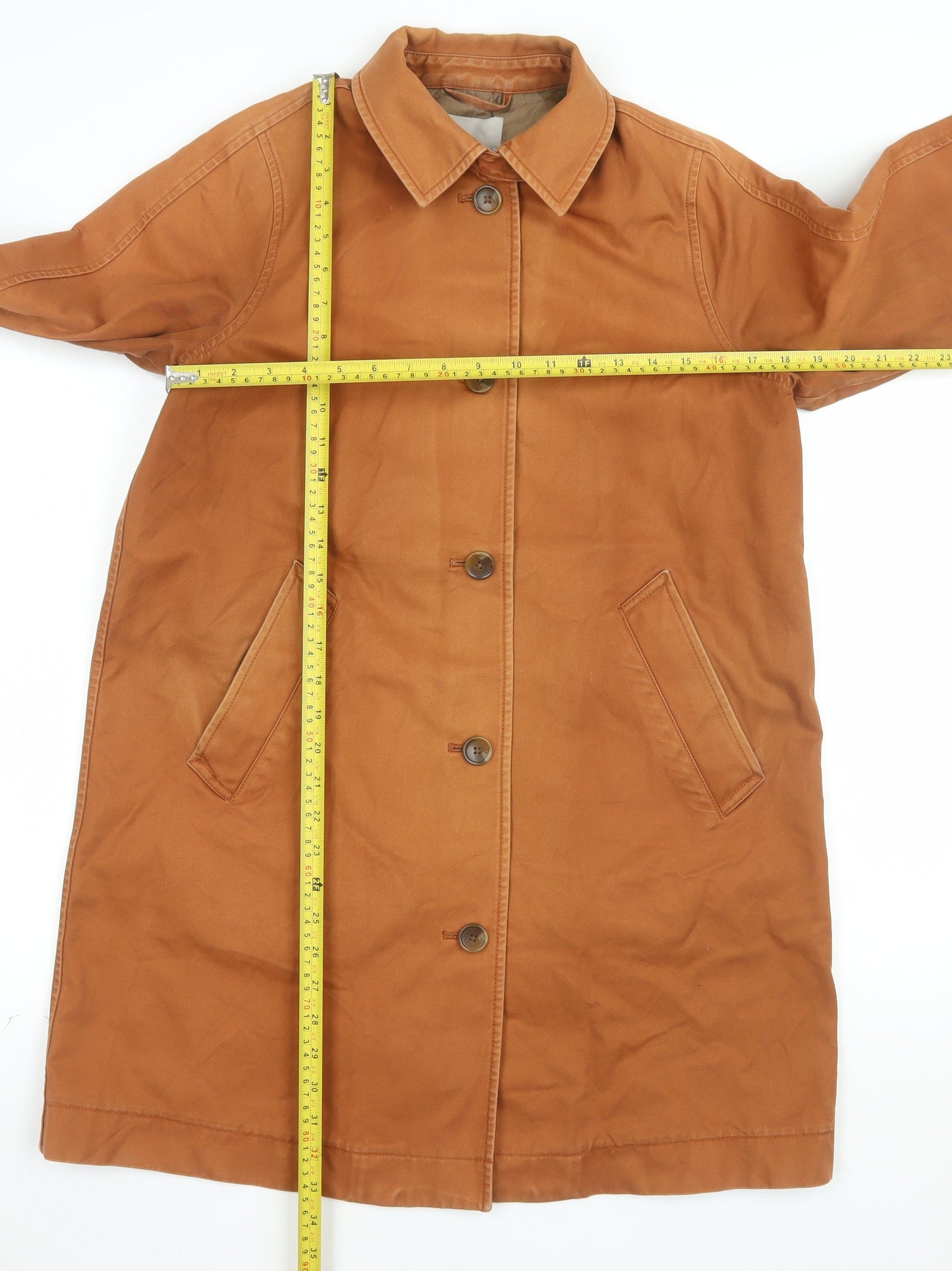 Everlane Women's Brown Cotton Trench Coat Size 10 Long Lined Classic