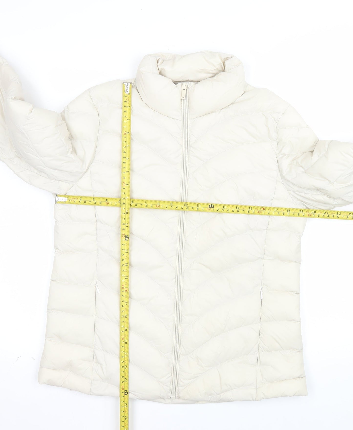 Marks and Spencer Womens Ivory Puffer Jacket Size 12 Regular Fit
