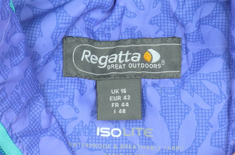Regatta Women's Purple Waterproof Hooded Rain Jacket UK 16
