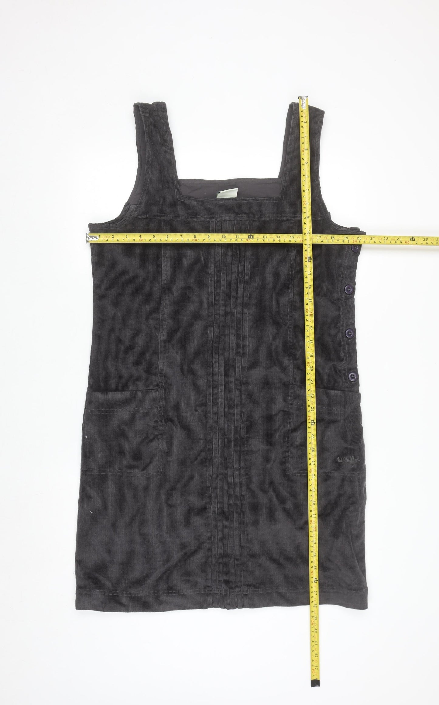 Weird Fish Women's Grey Corduroy Pinafore Dress Size 16