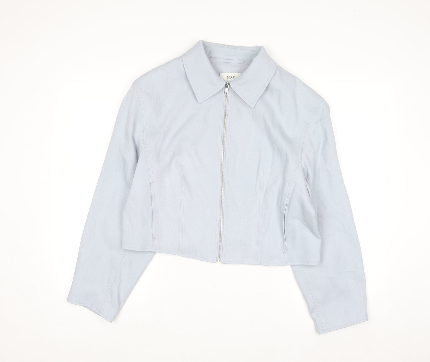 Marks and Spencer Womens Blue Cropped Zip Jacket Size 14