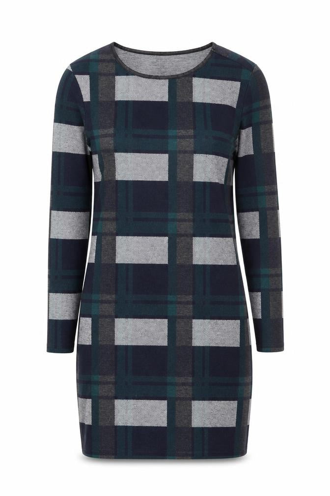 River Island Women's Green Check Long Sleeve Bodycon Dress Size 12