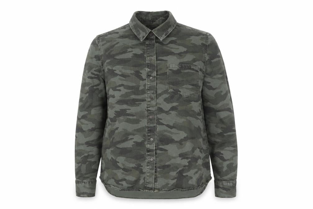 New Look Women’s Green Camo Button-Up Denim Shirt UK 10