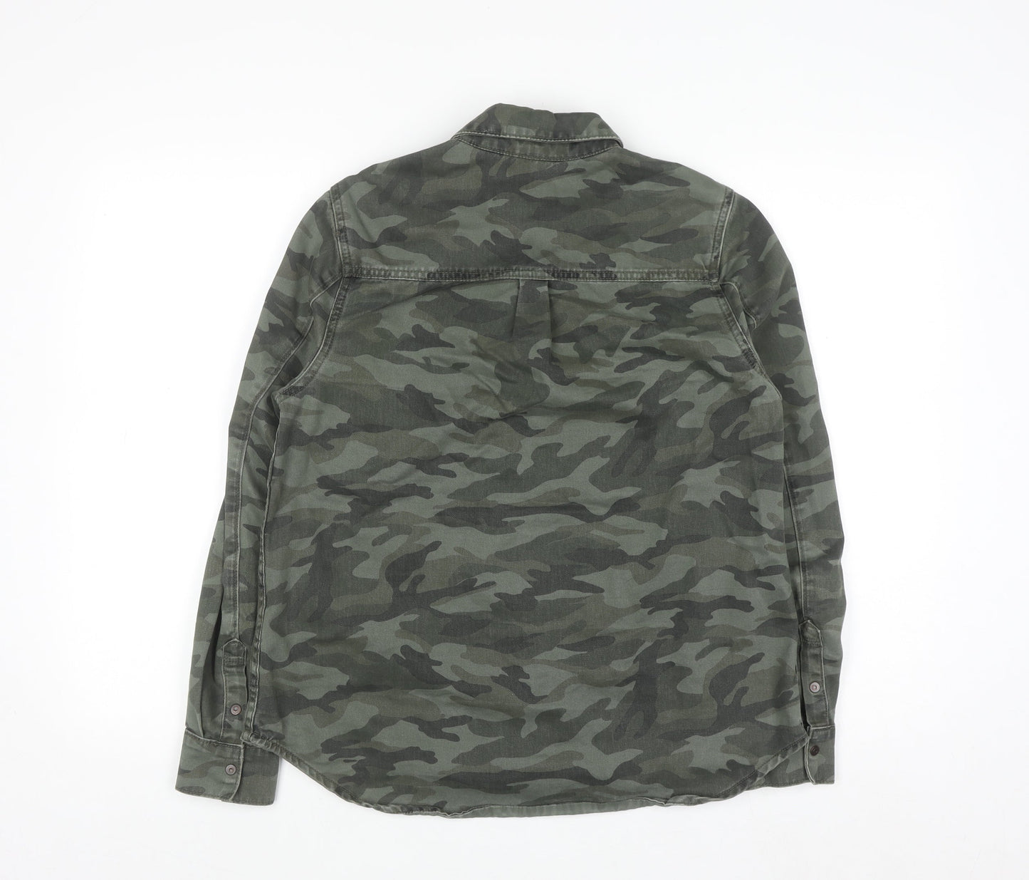 New Look Women’s Green Camo Button-Up Denim Shirt UK 10
