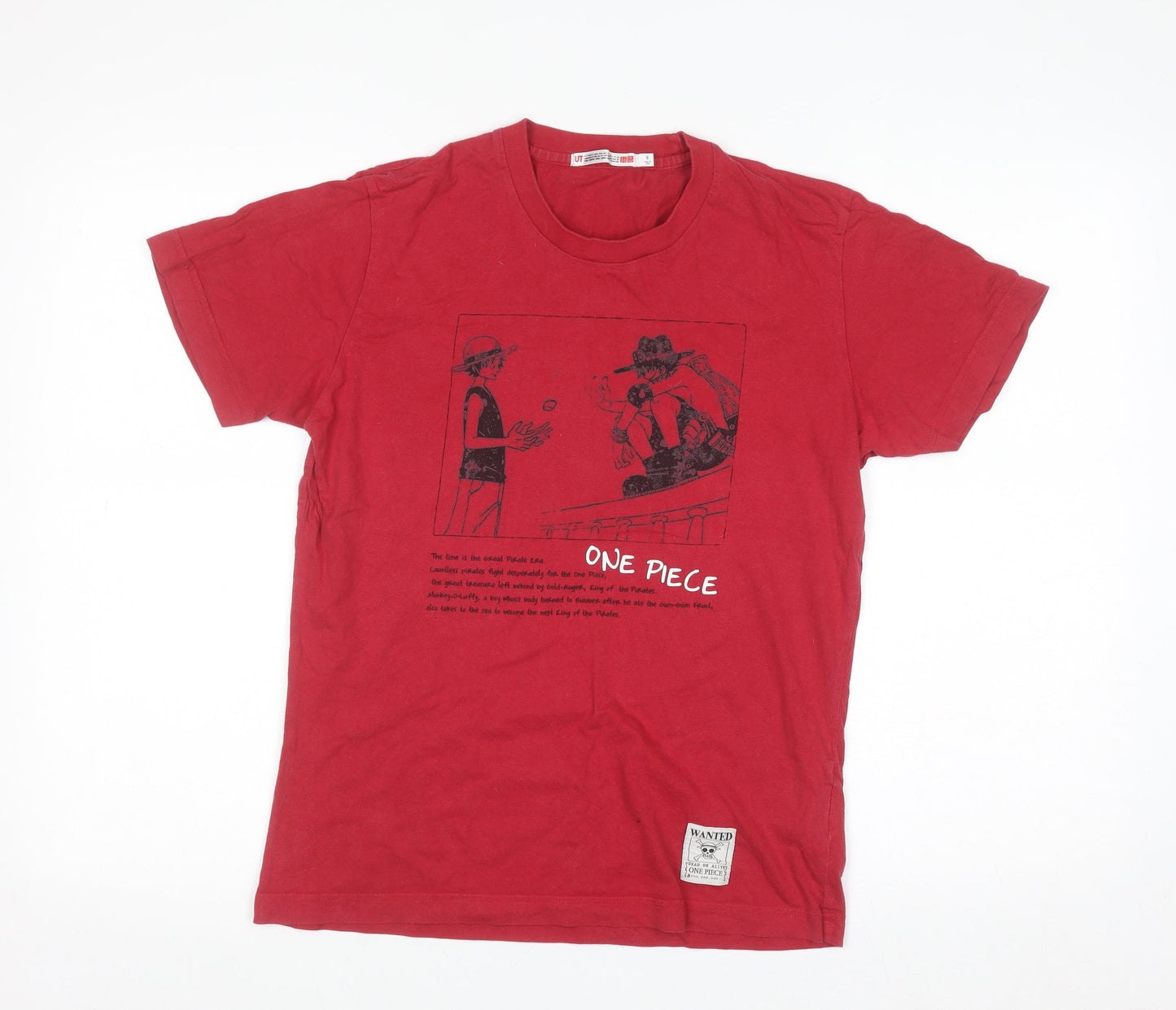 Uniqlo Men Red One Piece Anime Graphic Cotton T-Shirt Size S