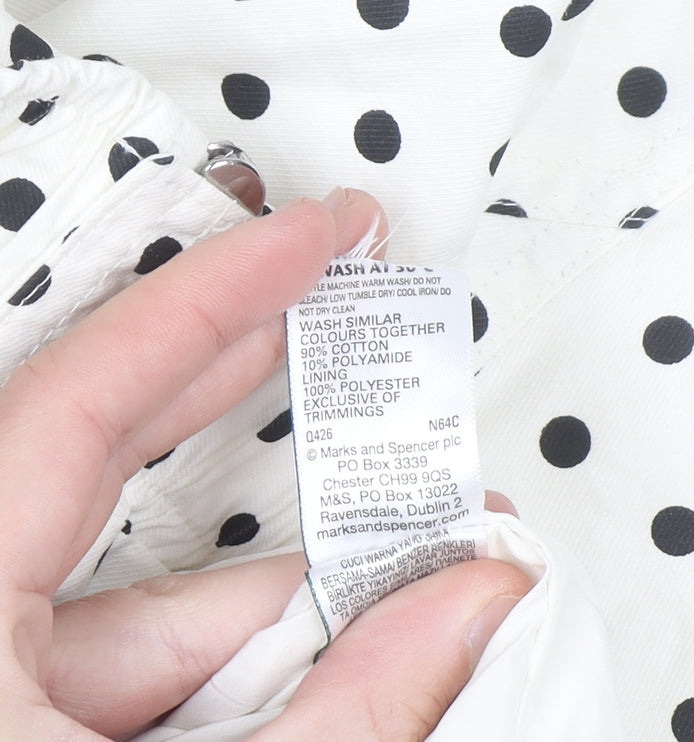 Marks and Spencer Women's White Polka Dot Windbreaker Jacket Size S
