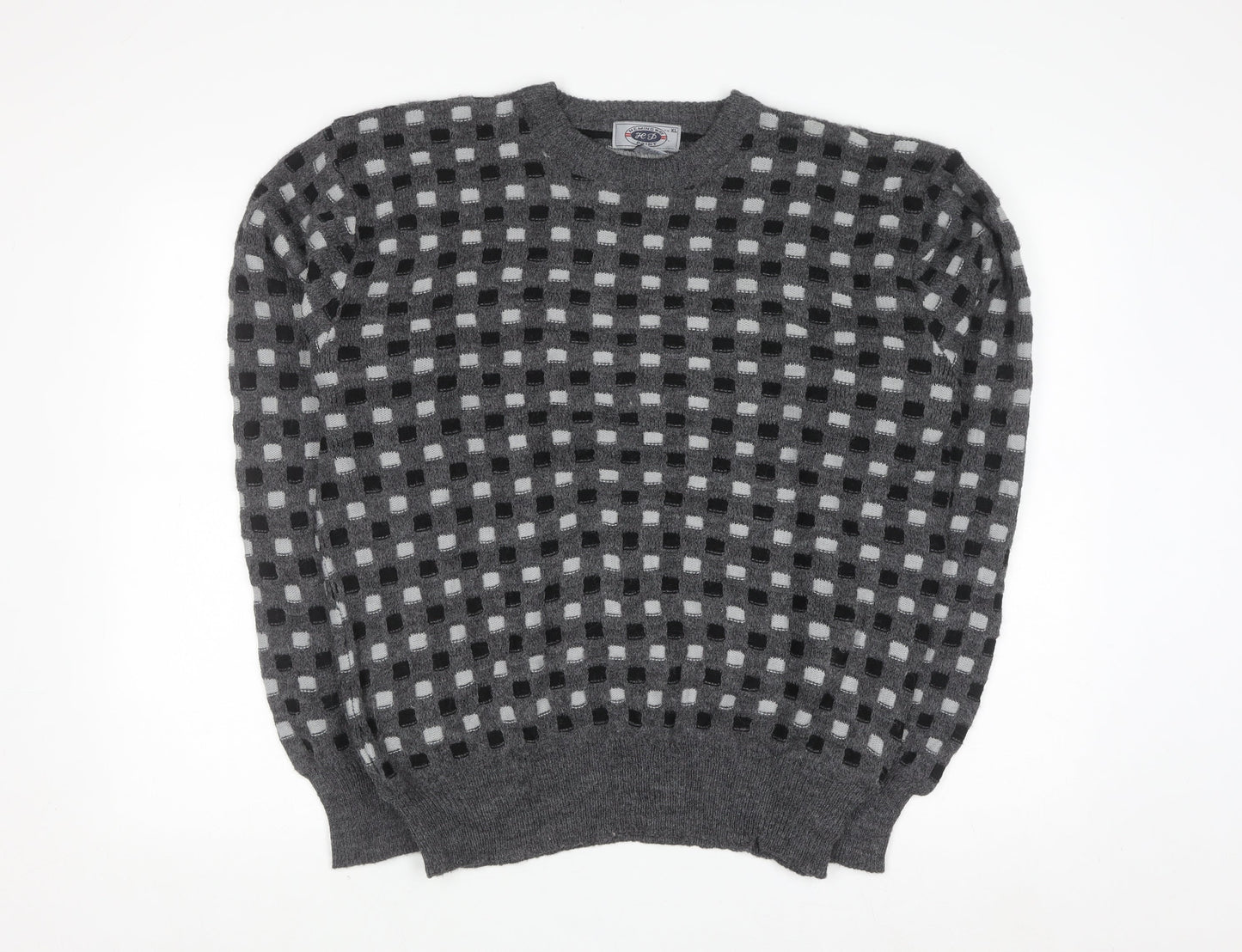 Hemingway Point Men's Grey Check Knit Crew Neck Jumper XL