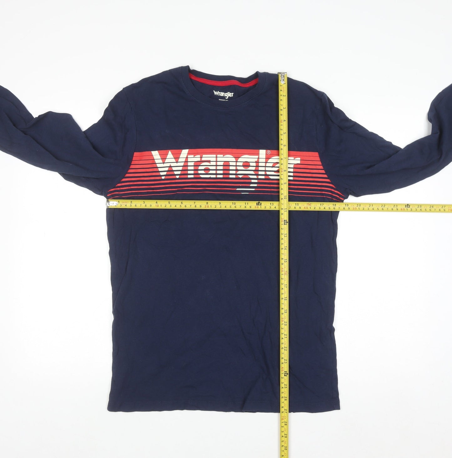 Wrangler Men's Blue Long Sleeve Graphic Cotton T-Shirt Size M