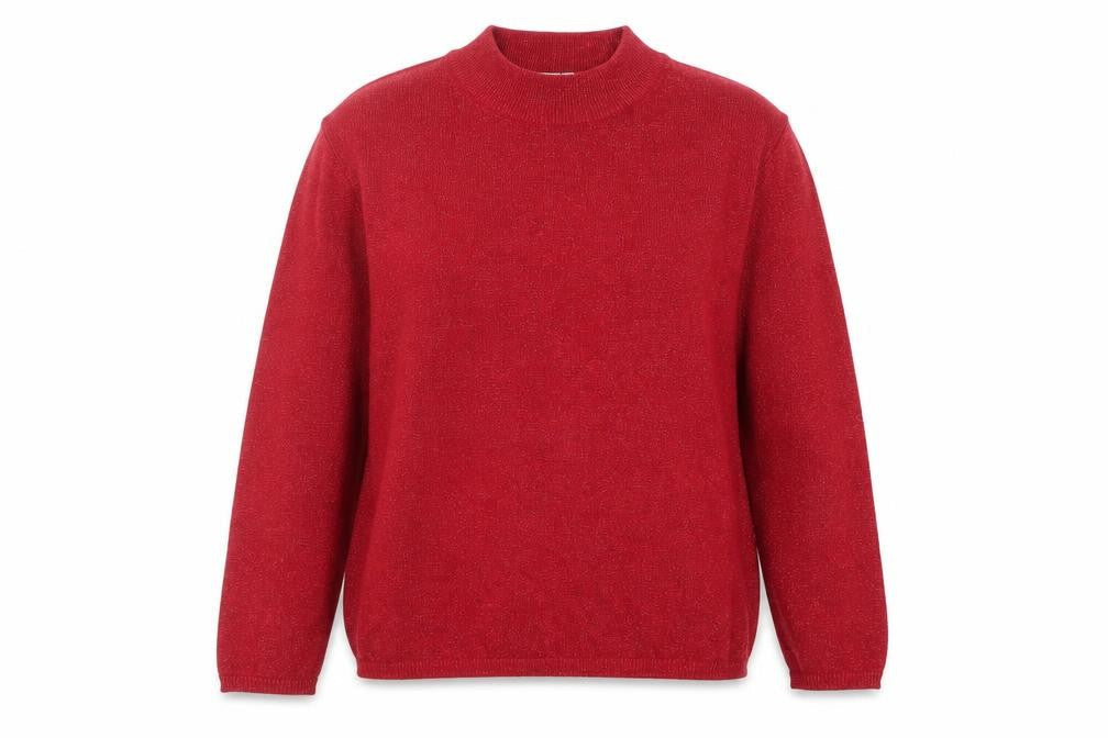 Tradition Women's Red Mock Neck Long Sleeve Pullover Jumper Size S