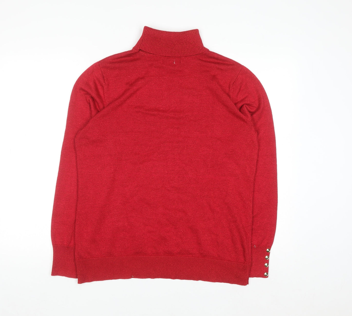 Carolyn Taylor Women Red Roll Neck Knit Jumper L Long Sleeve