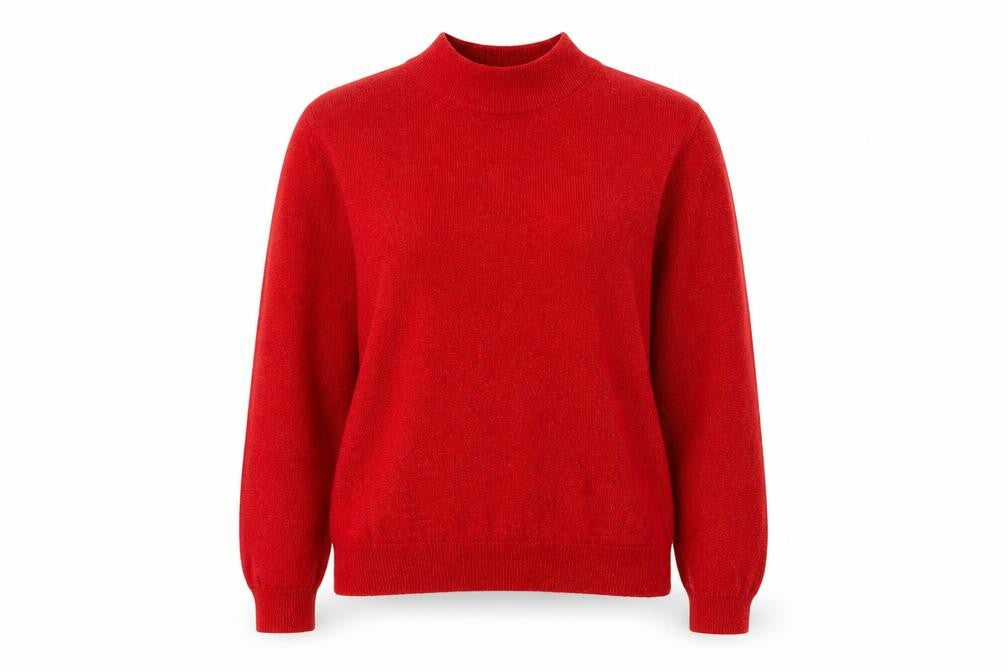 Baxter Wells Women’s Red Mock Neck Petite M Metallic Knit Jumper