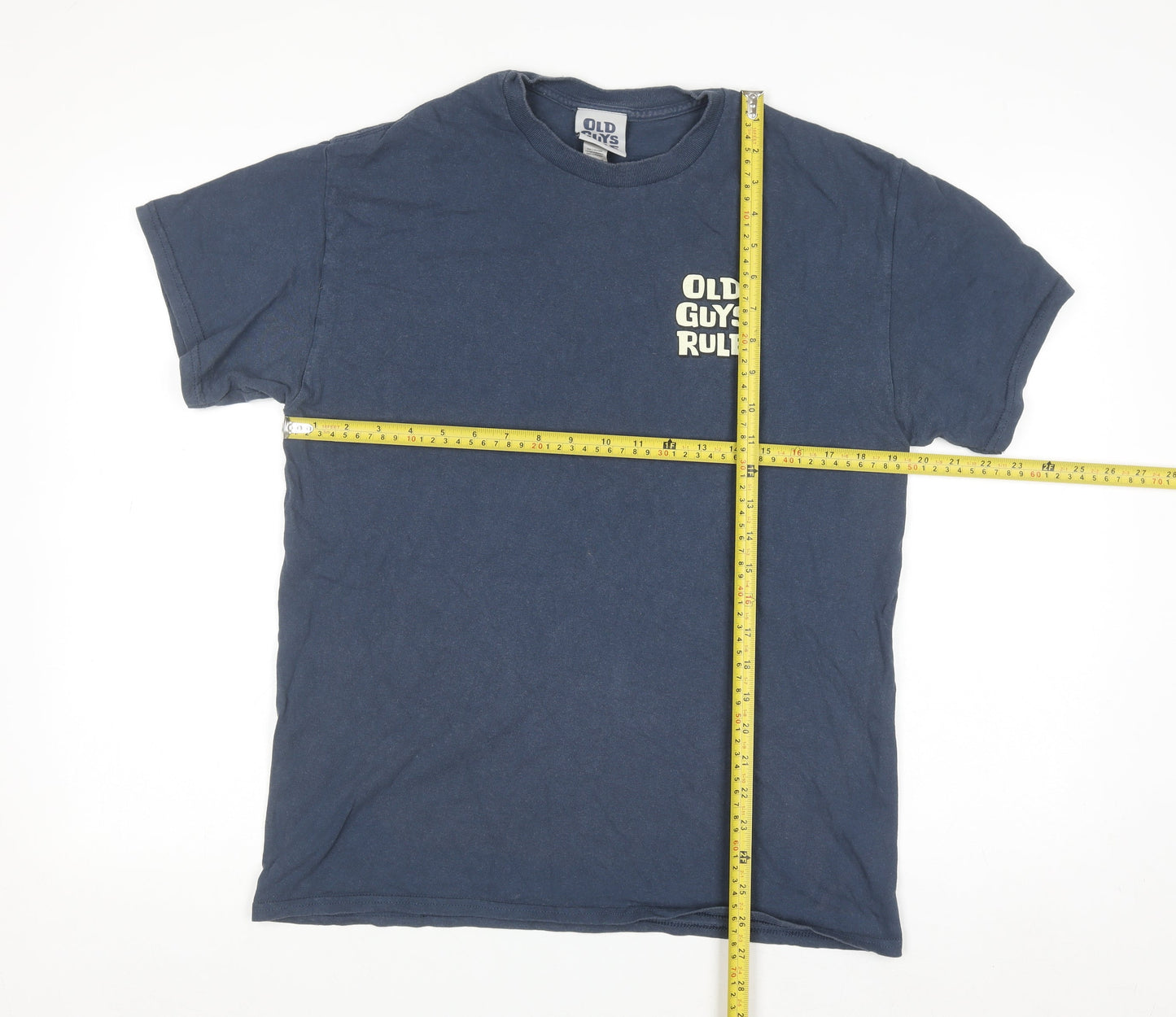 Old Guys Rule Mens Blue Graphic Cotton T-Shirt Size M Funny Dog Print