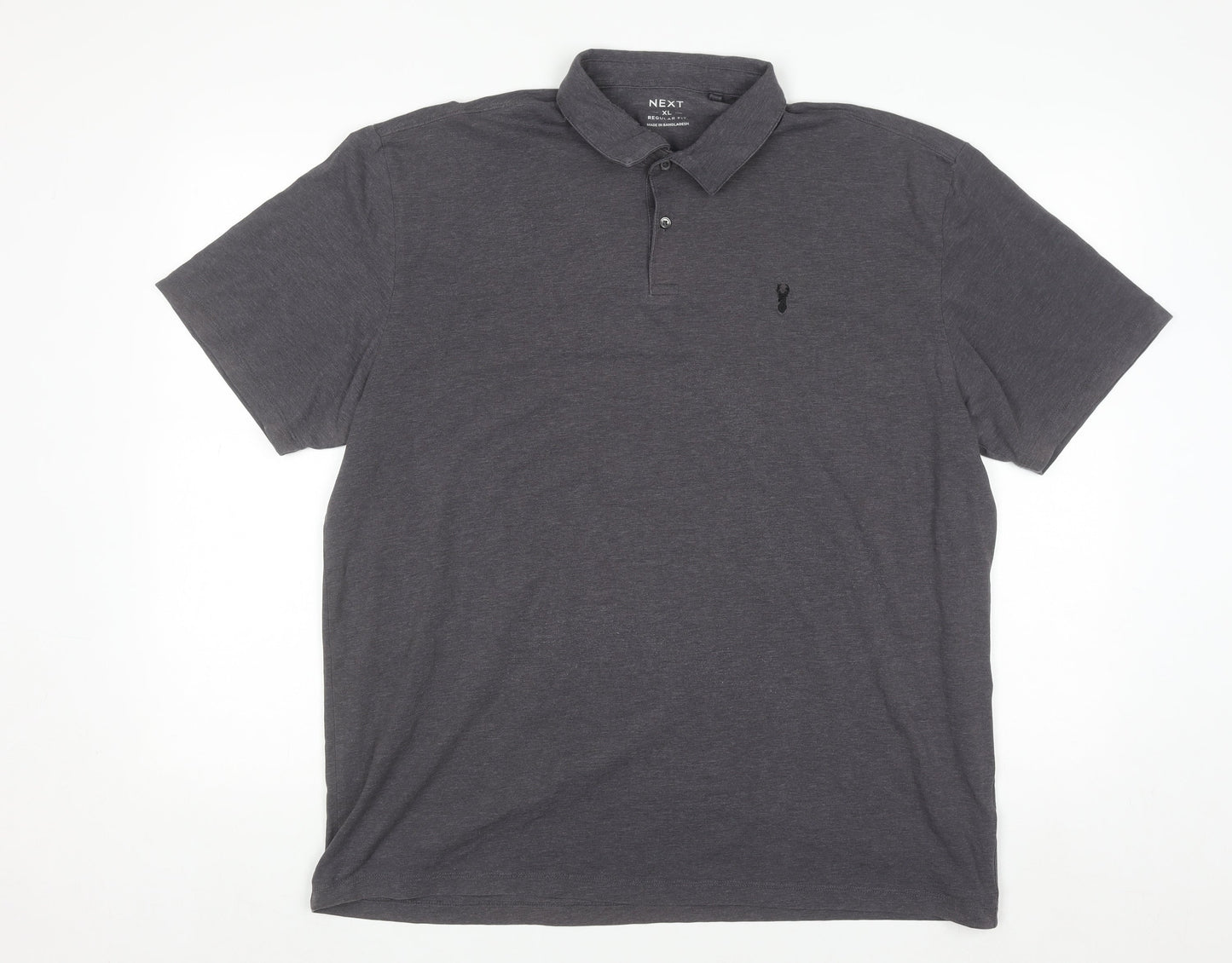 Next Men's Grey Regular Fit Polo Shirt Size XL Cotton Blend