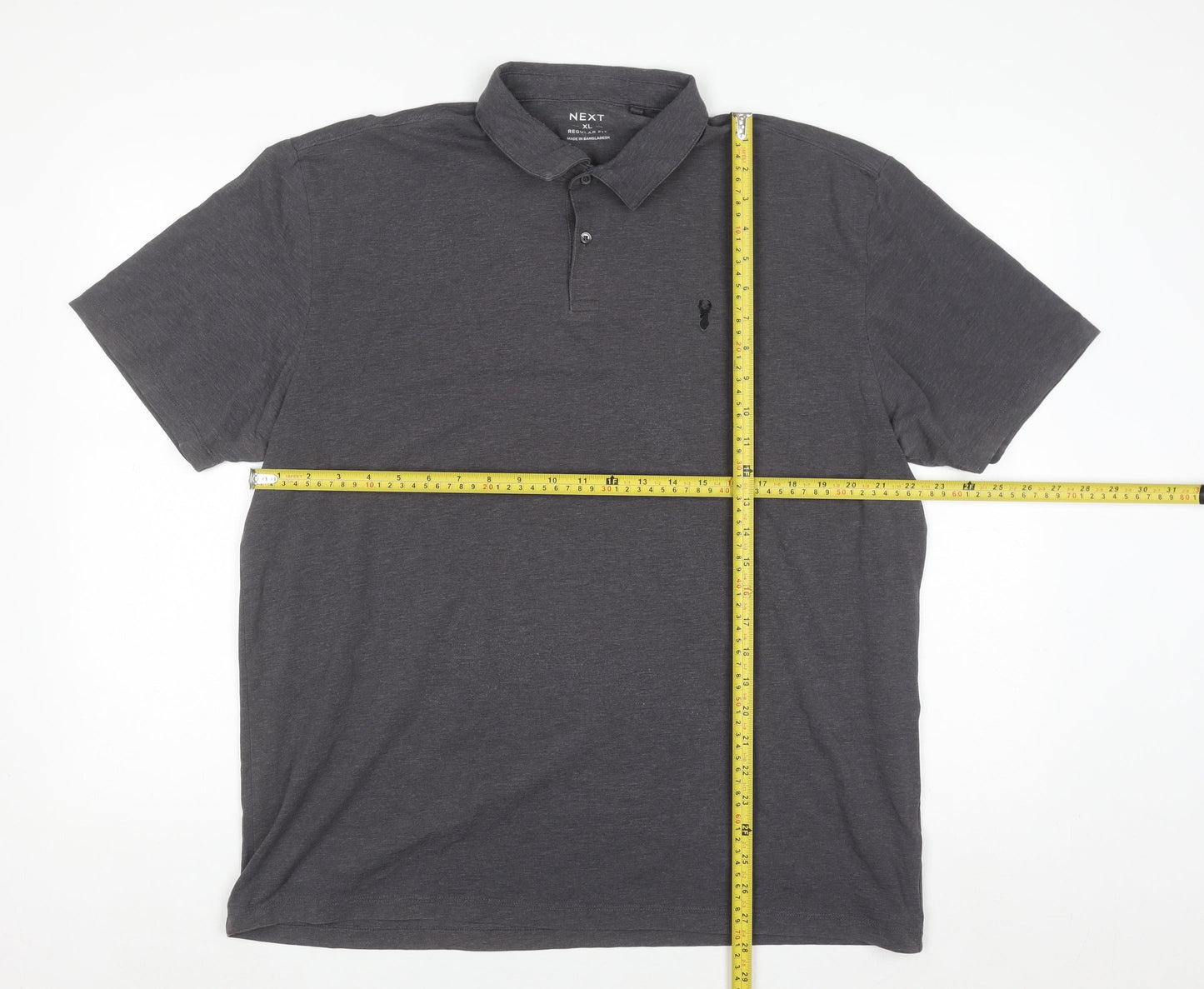 Next Men's Grey Regular Fit Polo Shirt Size XL Cotton Blend