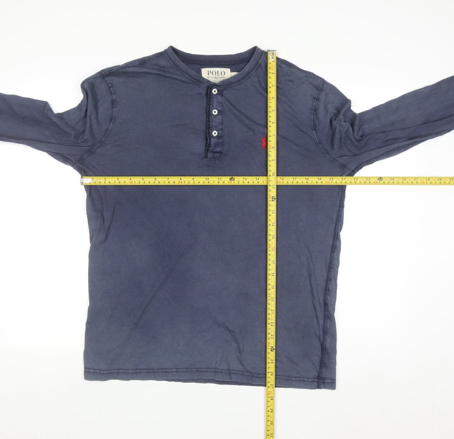 Ralph Lauren Men's Blue Cotton Long Sleeve Henley Shirt M