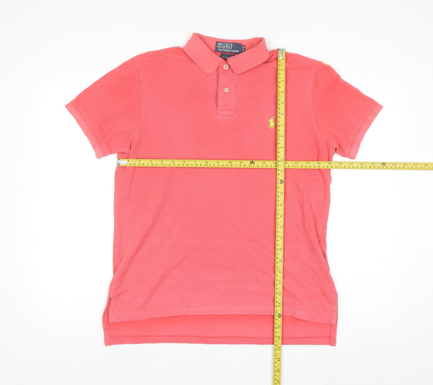 Polo Ralph Lauren Men's Pink Custom Fit Cotton Polo Shirt M
