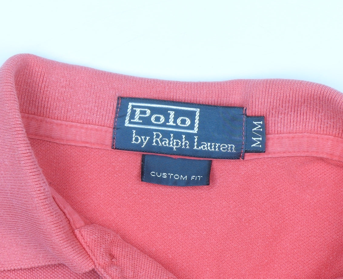 Polo Ralph Lauren Men's Pink Custom Fit Cotton Polo Shirt M