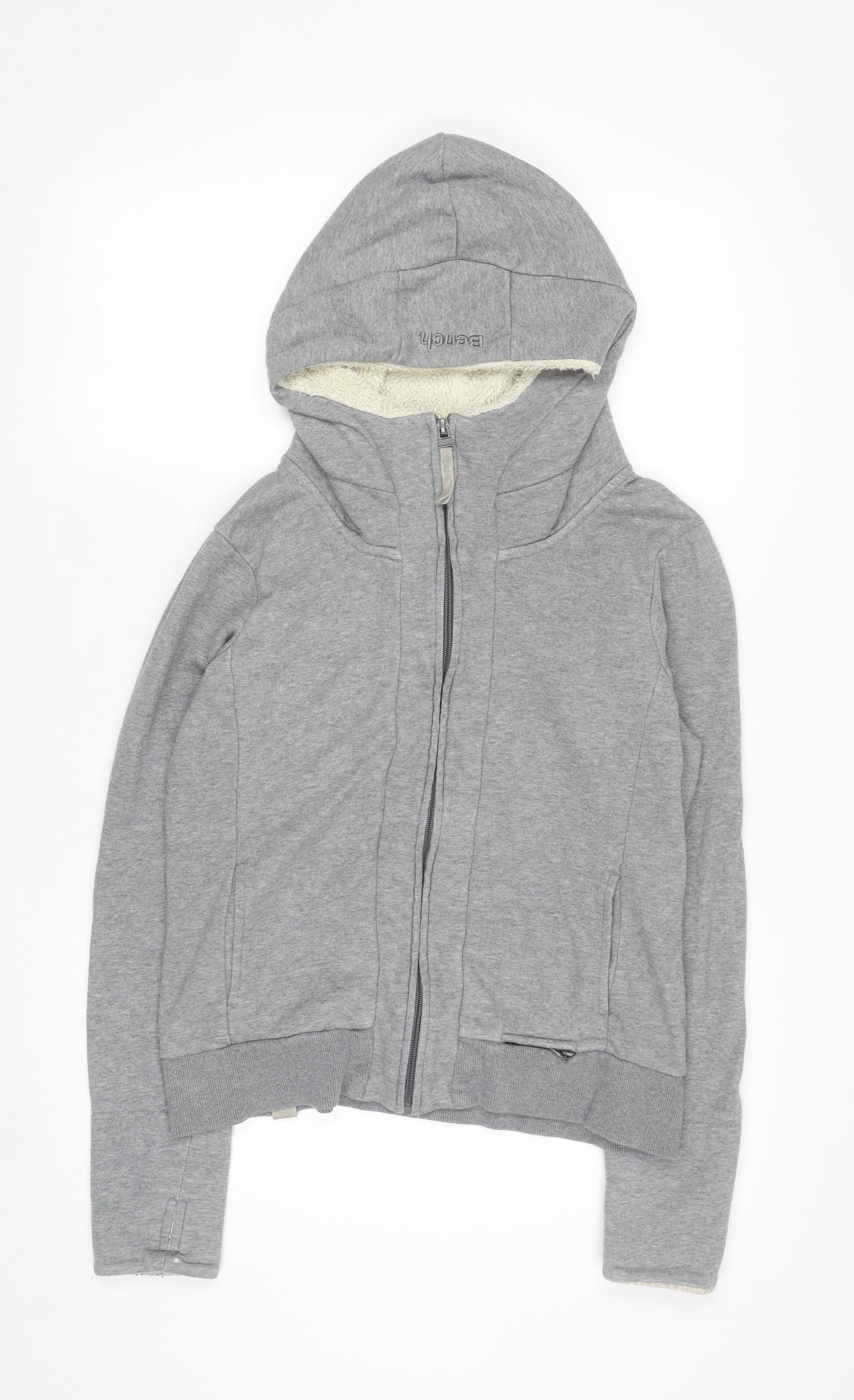 Bench Women Grey Full Zip Hoodie Medium Sherpa Lined Casual