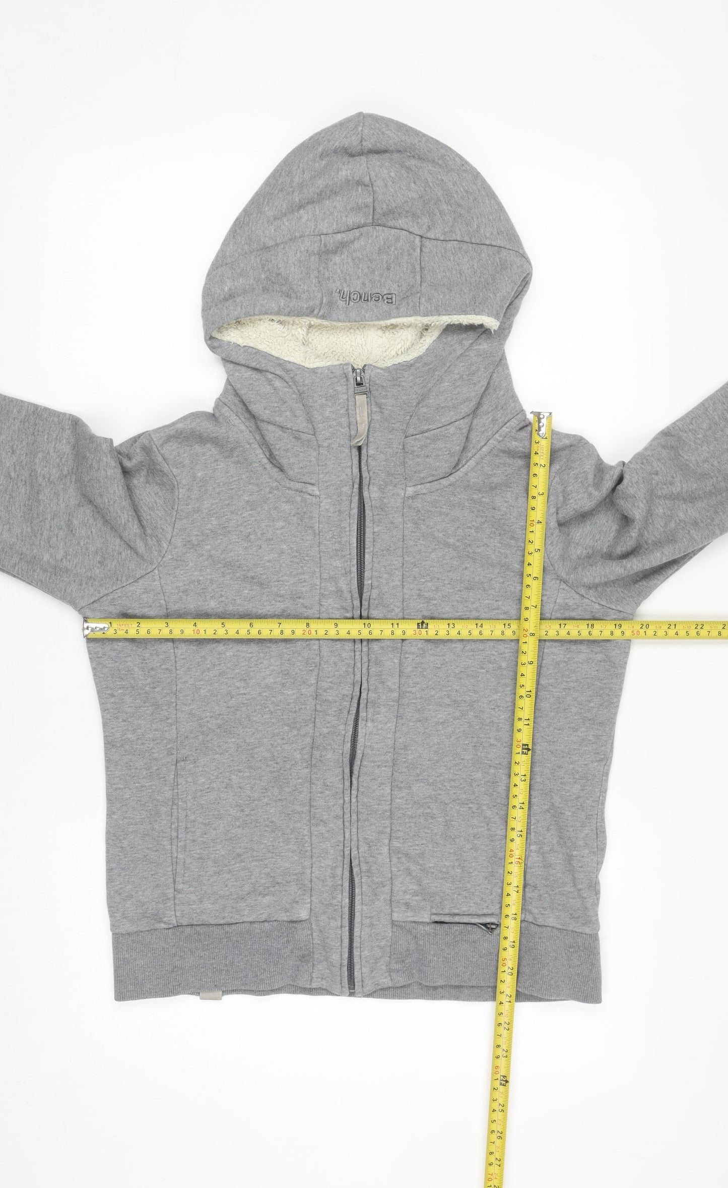 Bench Women Grey Full Zip Hoodie Medium Sherpa Lined Casual