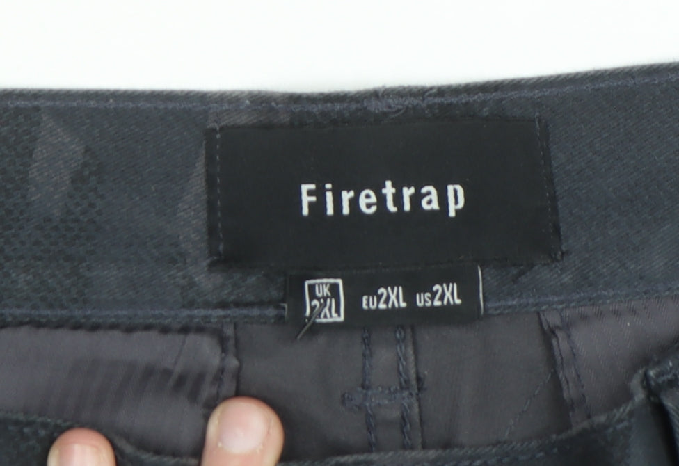Firetrap Men's Black Camouflage Cargo Shorts 2XL Cotton