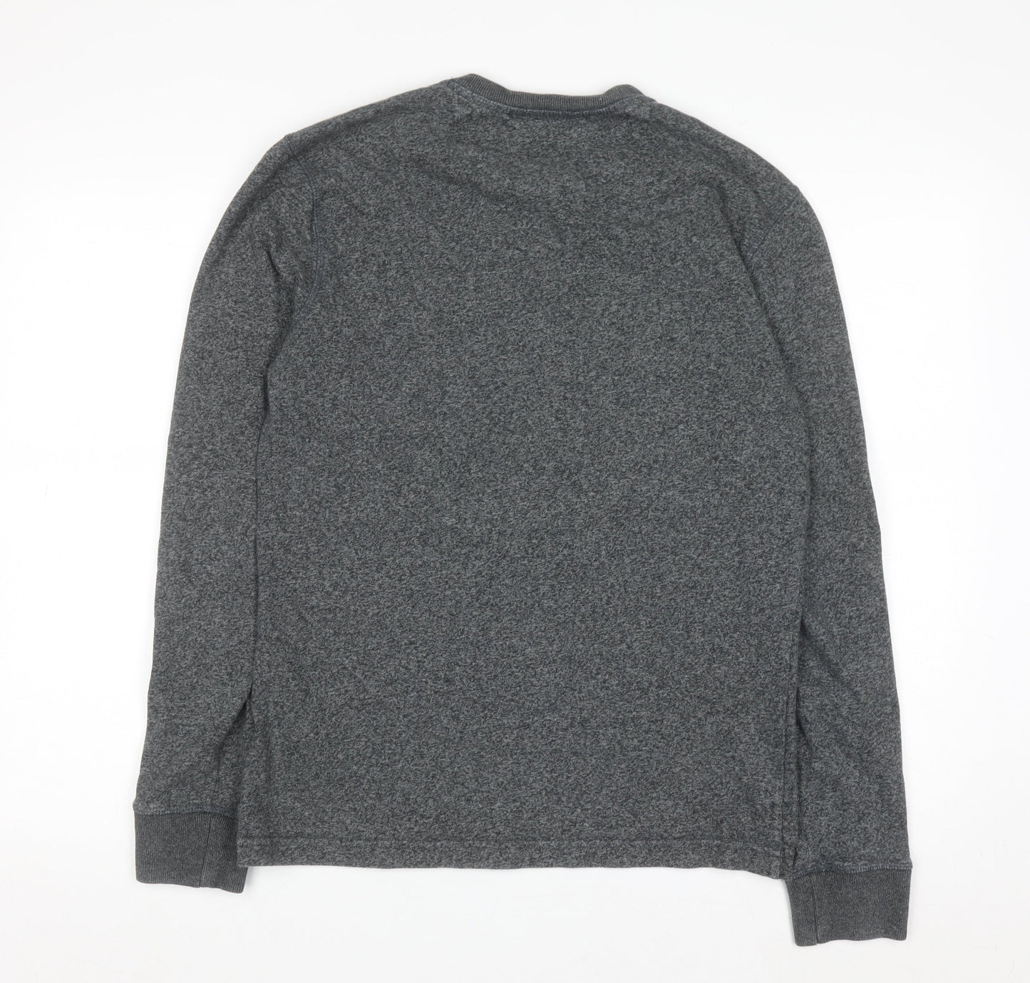Superdry Men's Grey Henley Long Sleeve Casual Shirt M