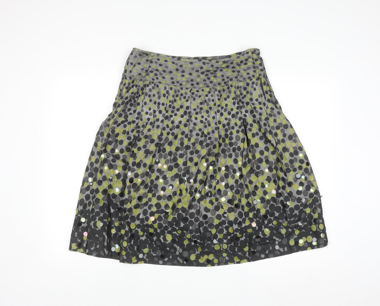 Marks and Spencer Per Una Women's Grey Polka Dot A-Line Skirt Size 12