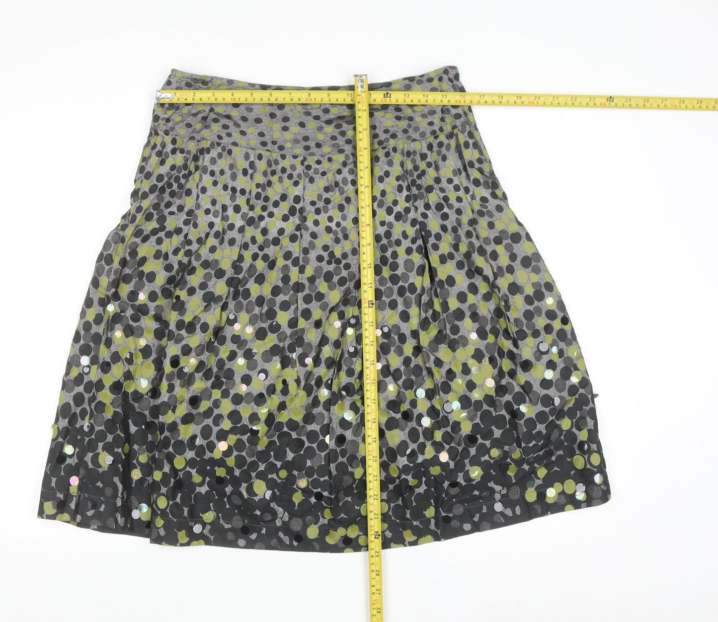 Marks and Spencer Per Una Women's Grey Polka Dot A-Line Skirt Size 12