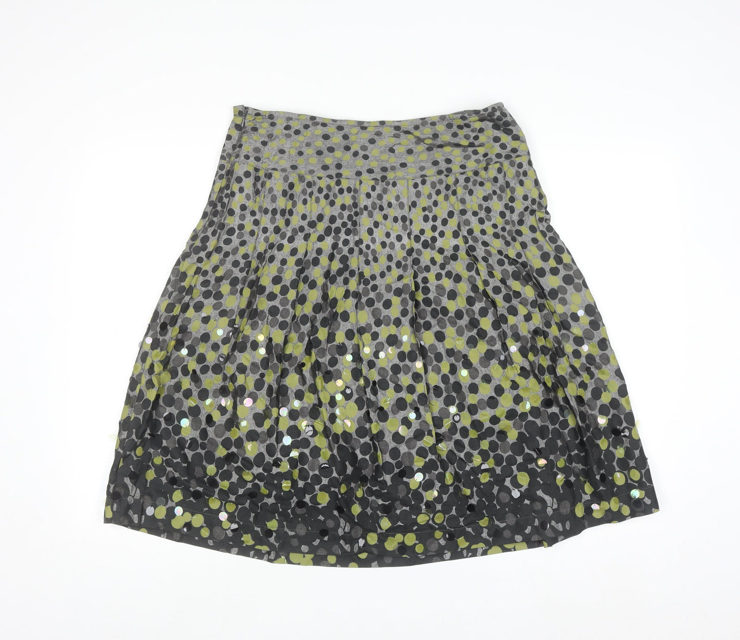 Marks and Spencer Per Una Women's Grey Polka Dot A-Line Skirt Size 12