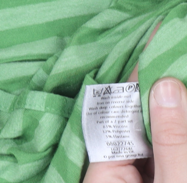 Marks and Spencer Women’s Green Striped Wrap Dress Size 10