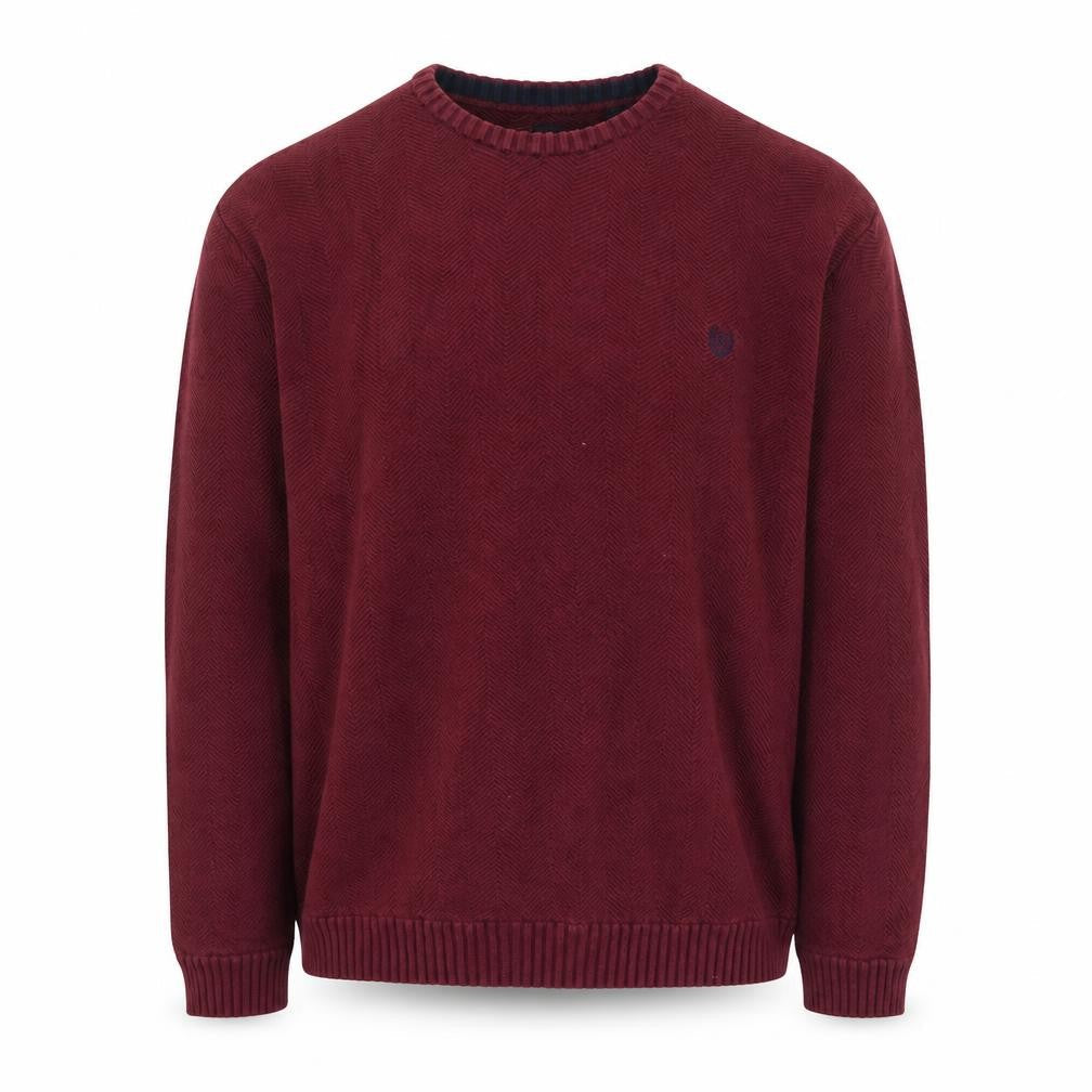 Chaps Men's Red Cotton Crew Neck Herringbone Knit Jumper XL