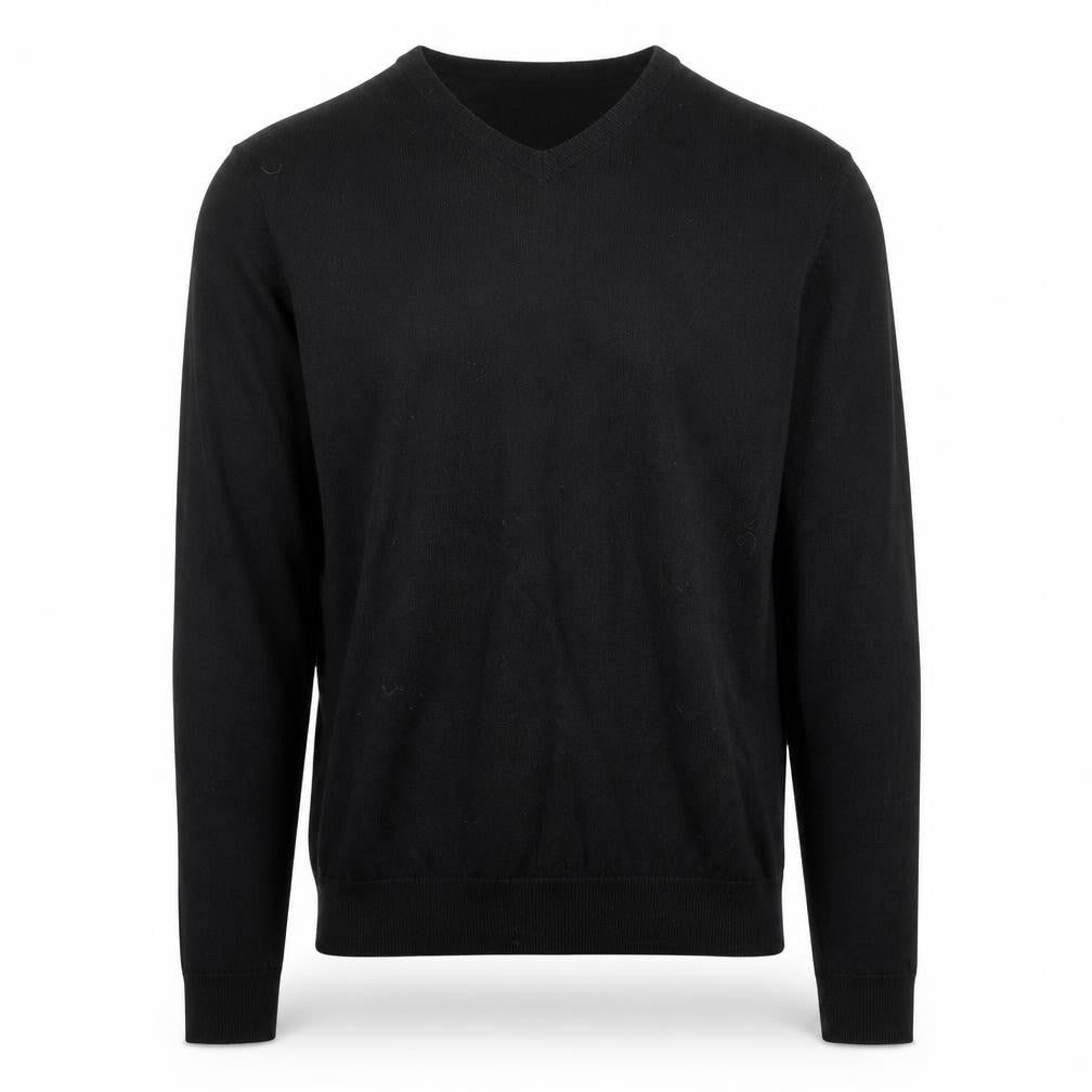 Calvin Klein Men's Black Merino Wool V-Neck Pullover Jumper M
