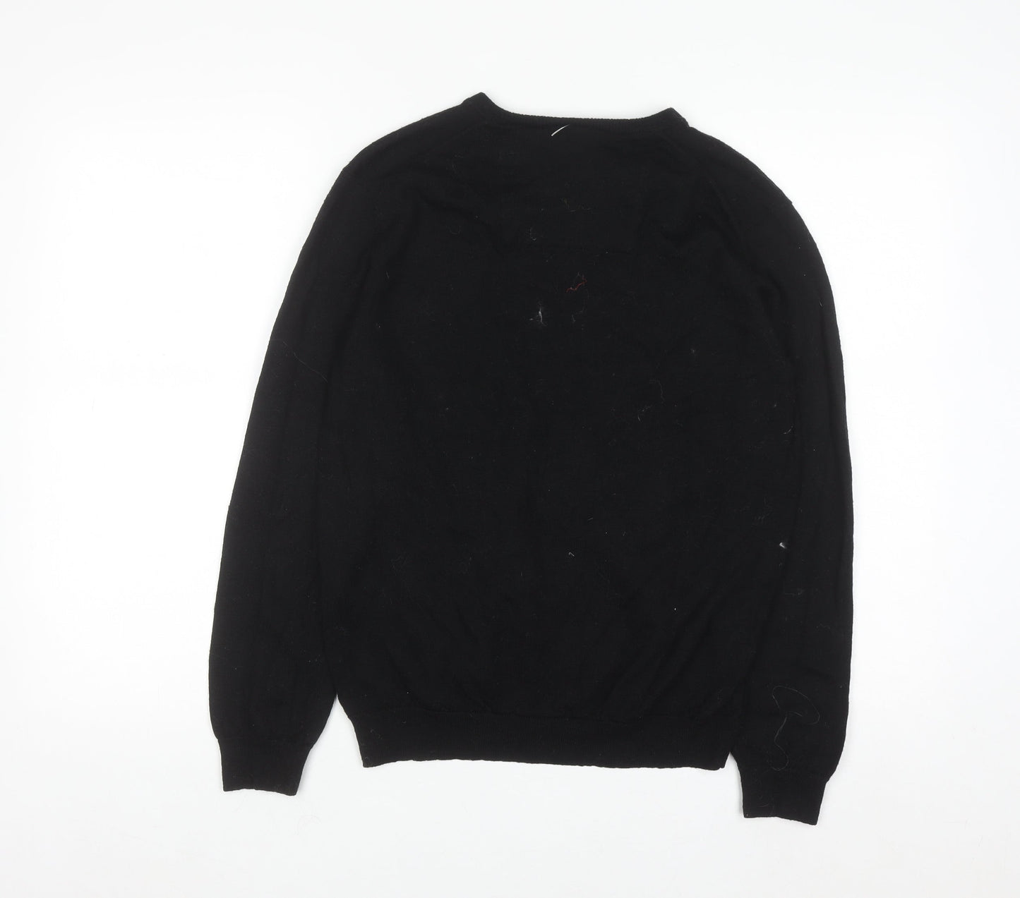 Calvin Klein Men's Black Merino Wool V-Neck Pullover Jumper M