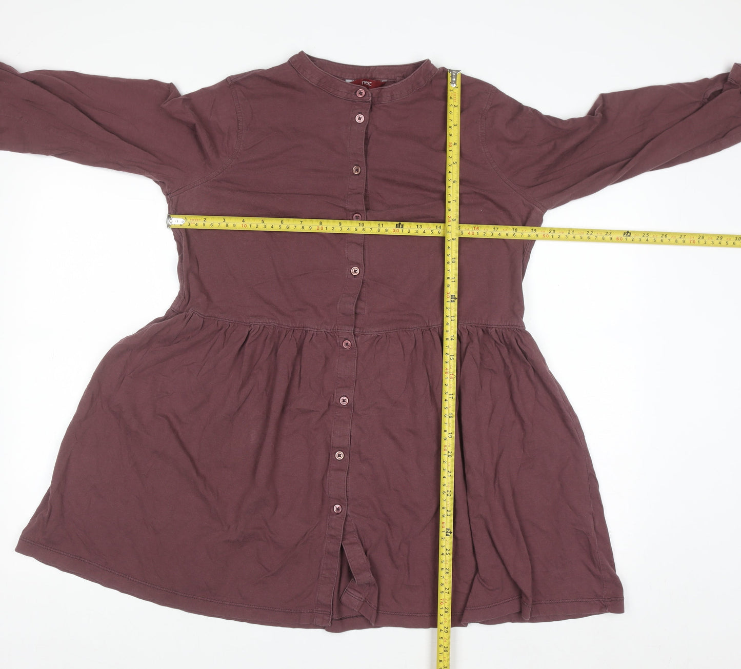 Next Women Brown Size 14 Shirt Dress Long Sleeve Cotton Casual