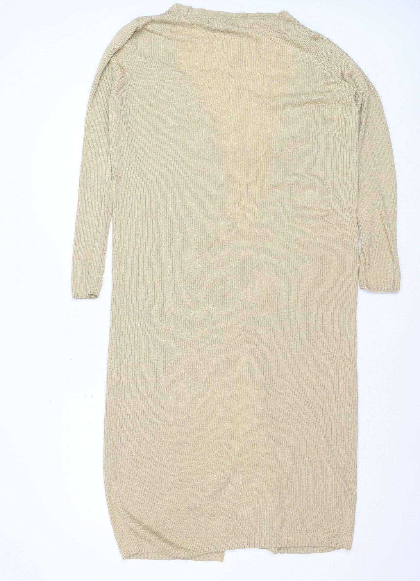 Primark Women Beige Longline V-Neck Knit Cardigan Size 12