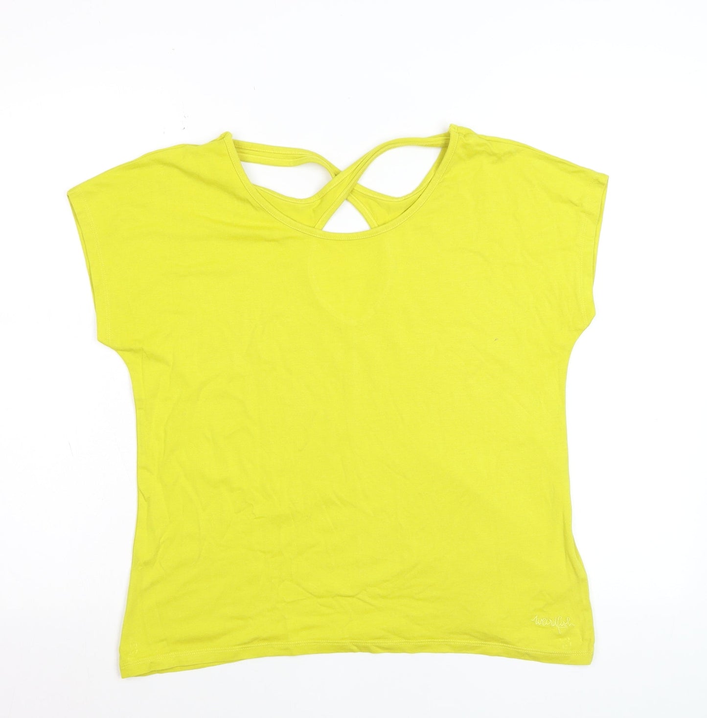 Weird Fish Women's Yellow Bamboo Blend Short Sleeve T-Shirt Size 10