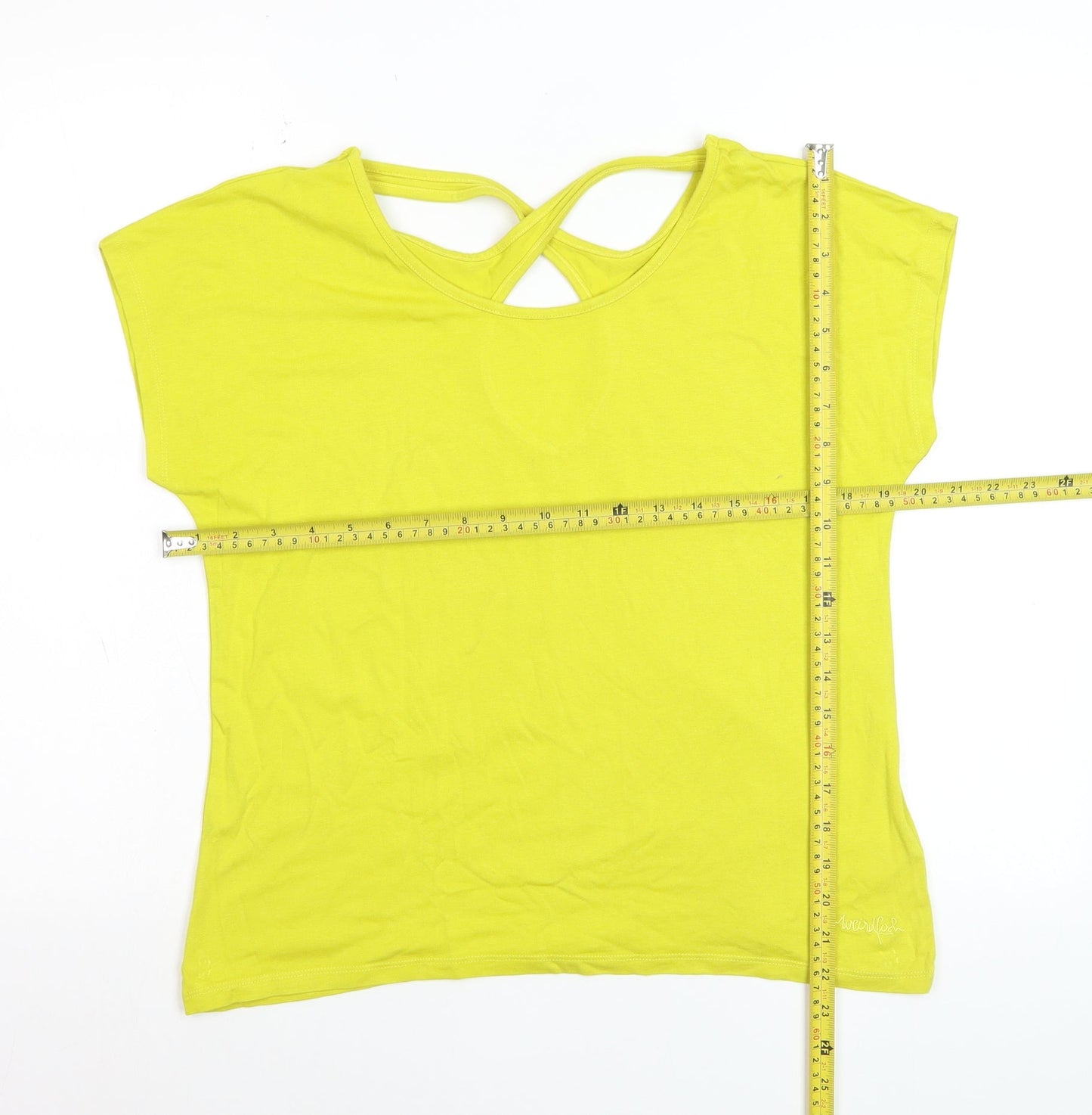 Weird Fish Women's Yellow Bamboo Blend Short Sleeve T-Shirt Size 10