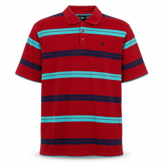 Palm Grove Men's Red Striped Cotton Polo Shirt Size L