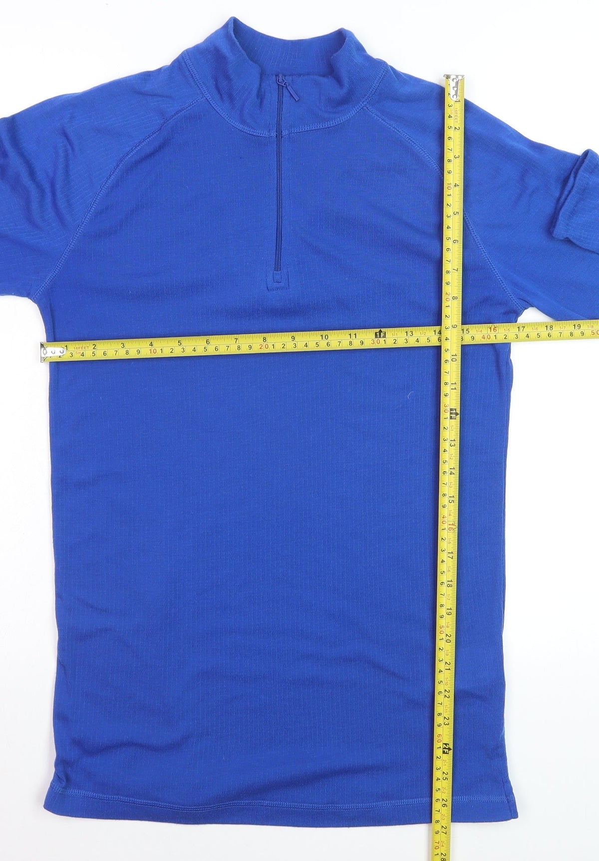 Close-up detail of Mountain Warehouse Men’s Blue Thermal 1/2 Zip Jumper, size S