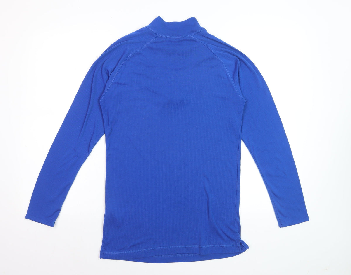 Brand and care label for Mountain Warehouse Men’s Blue Thermal 1/2 Zip Jumper, size S