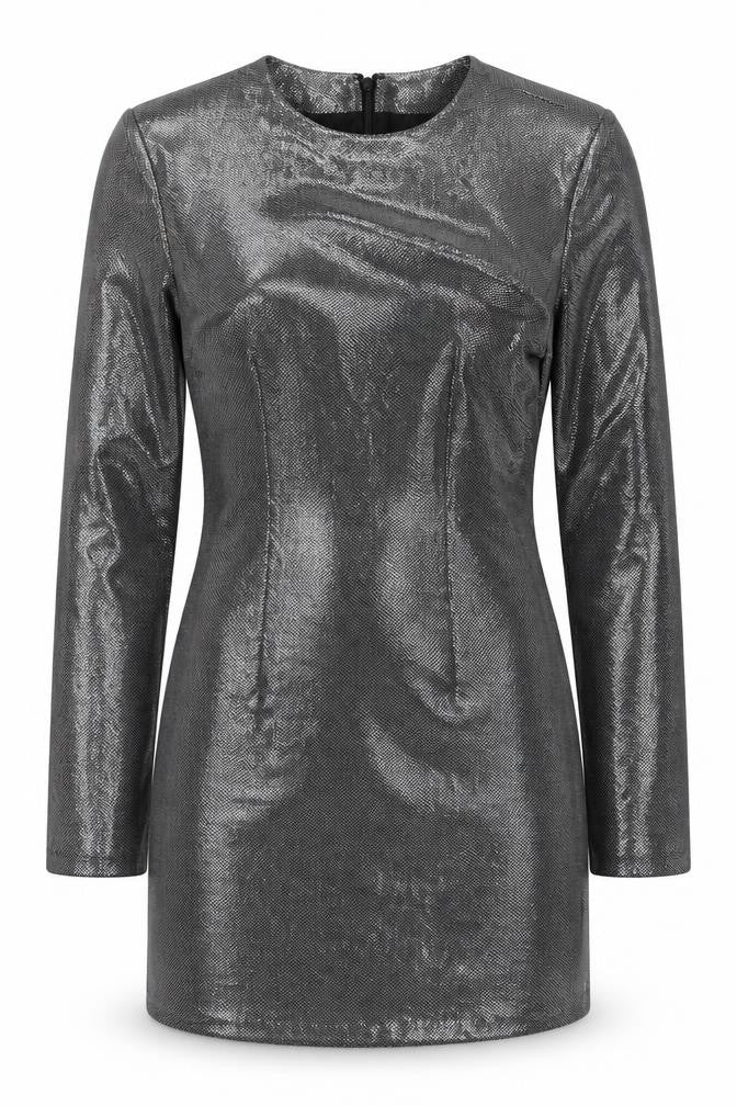 H&M Women’s Silver Metallic Bodycon Short Dress XS Party