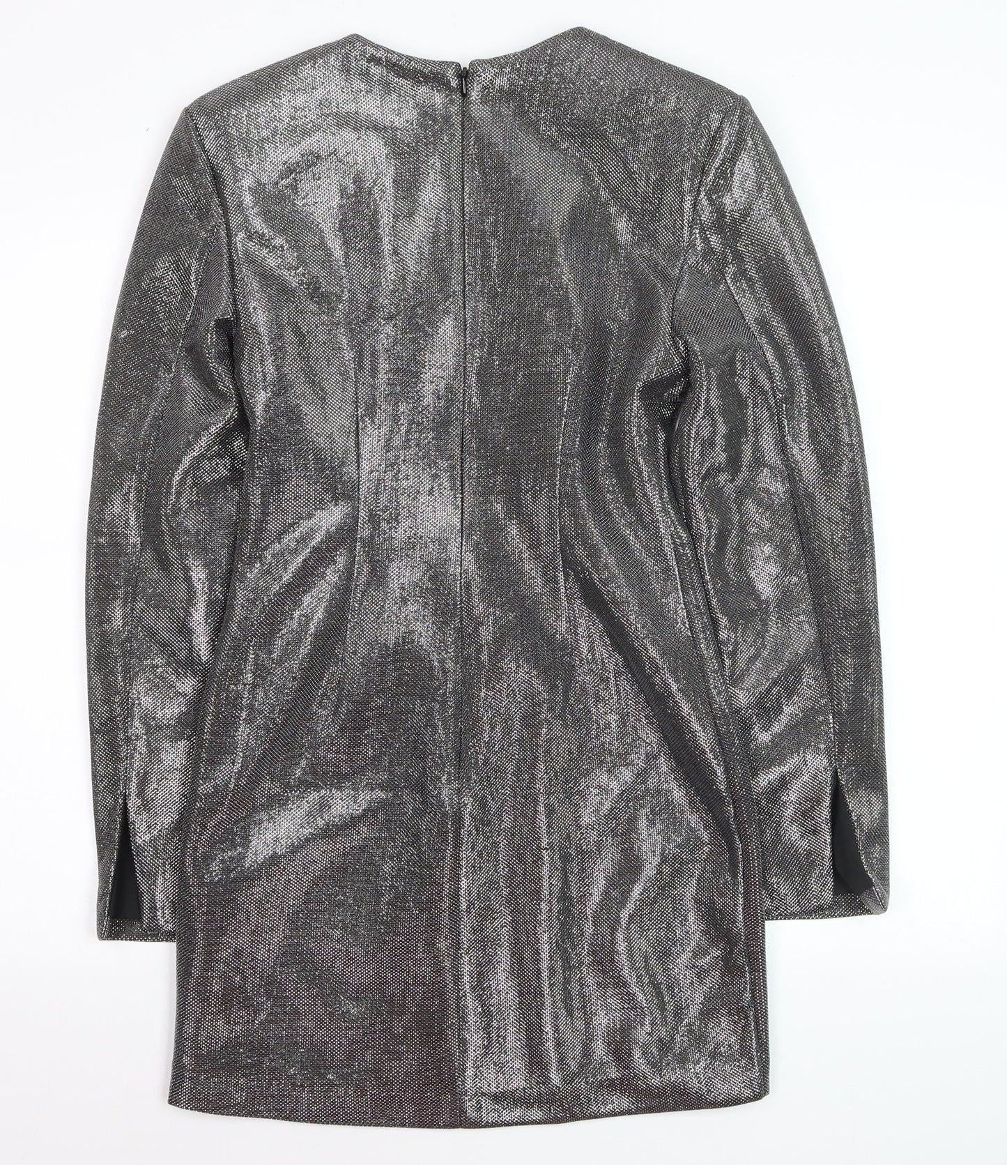 H&M Women’s Silver Metallic Bodycon Short Dress XS Party