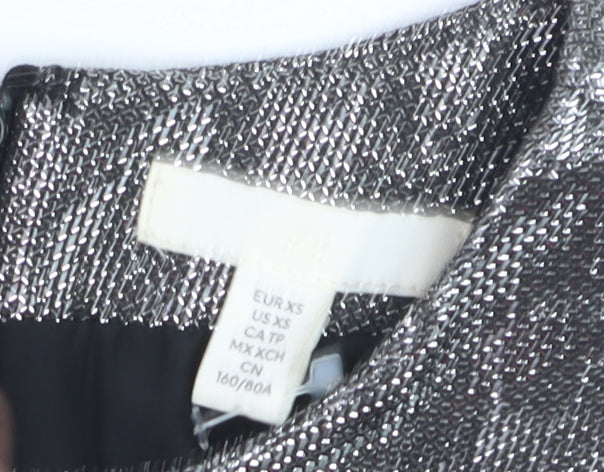 H&M Women’s Silver Metallic Bodycon Short Dress XS Party