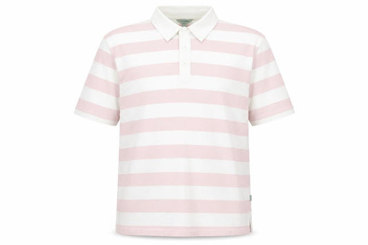 Hawkshead Mens Pink Stripe Cotton Polo Shirt Size L Short Sleeve