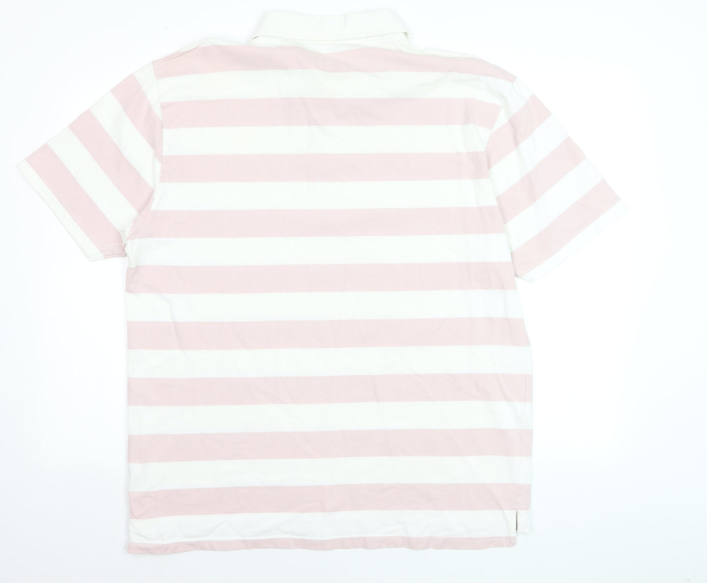 Hawkshead Mens Pink Stripe Cotton Polo Shirt Size L Short Sleeve