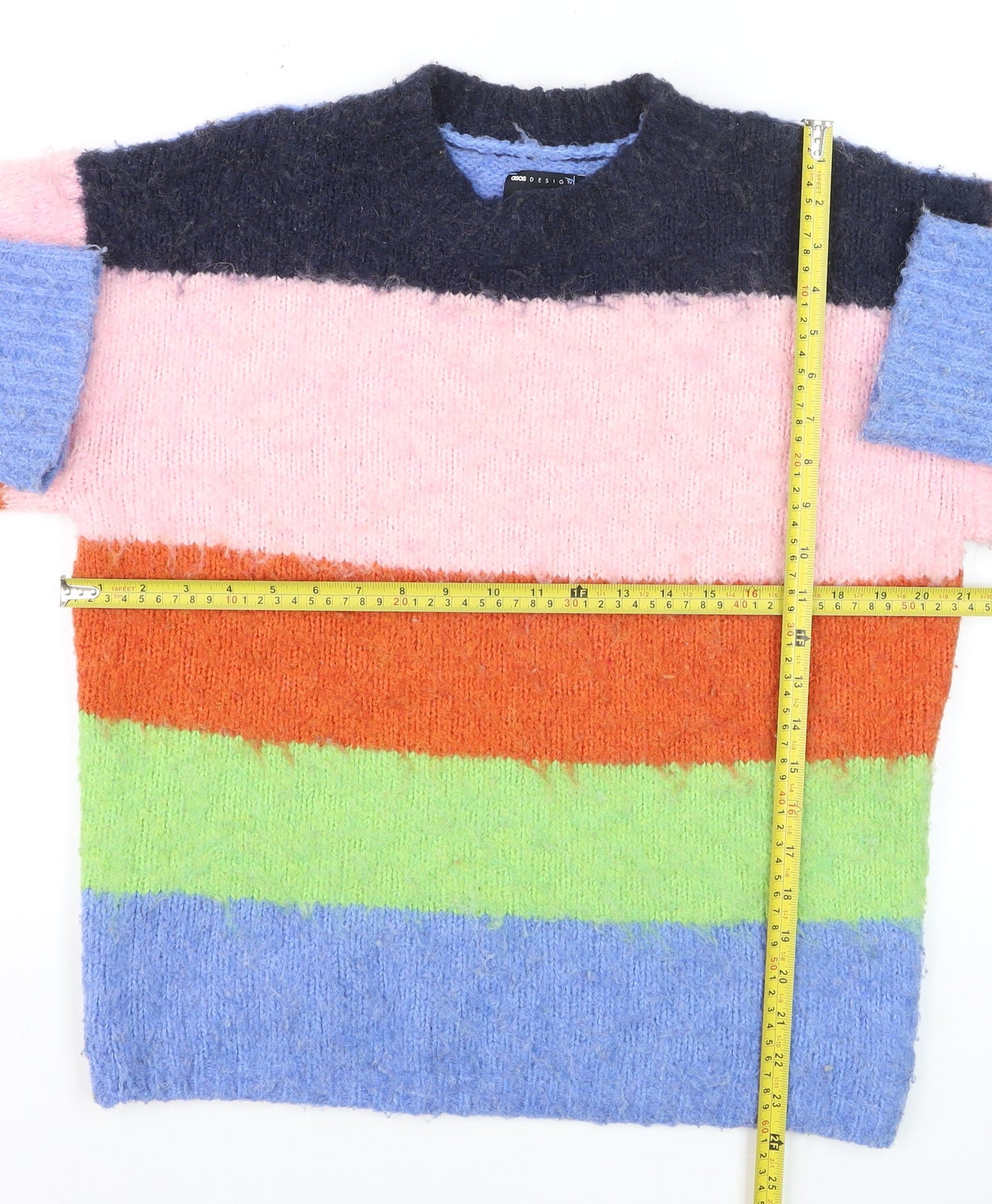 ASOS DESIGN Women's Multicoloured Striped Pullover Jumper Size S