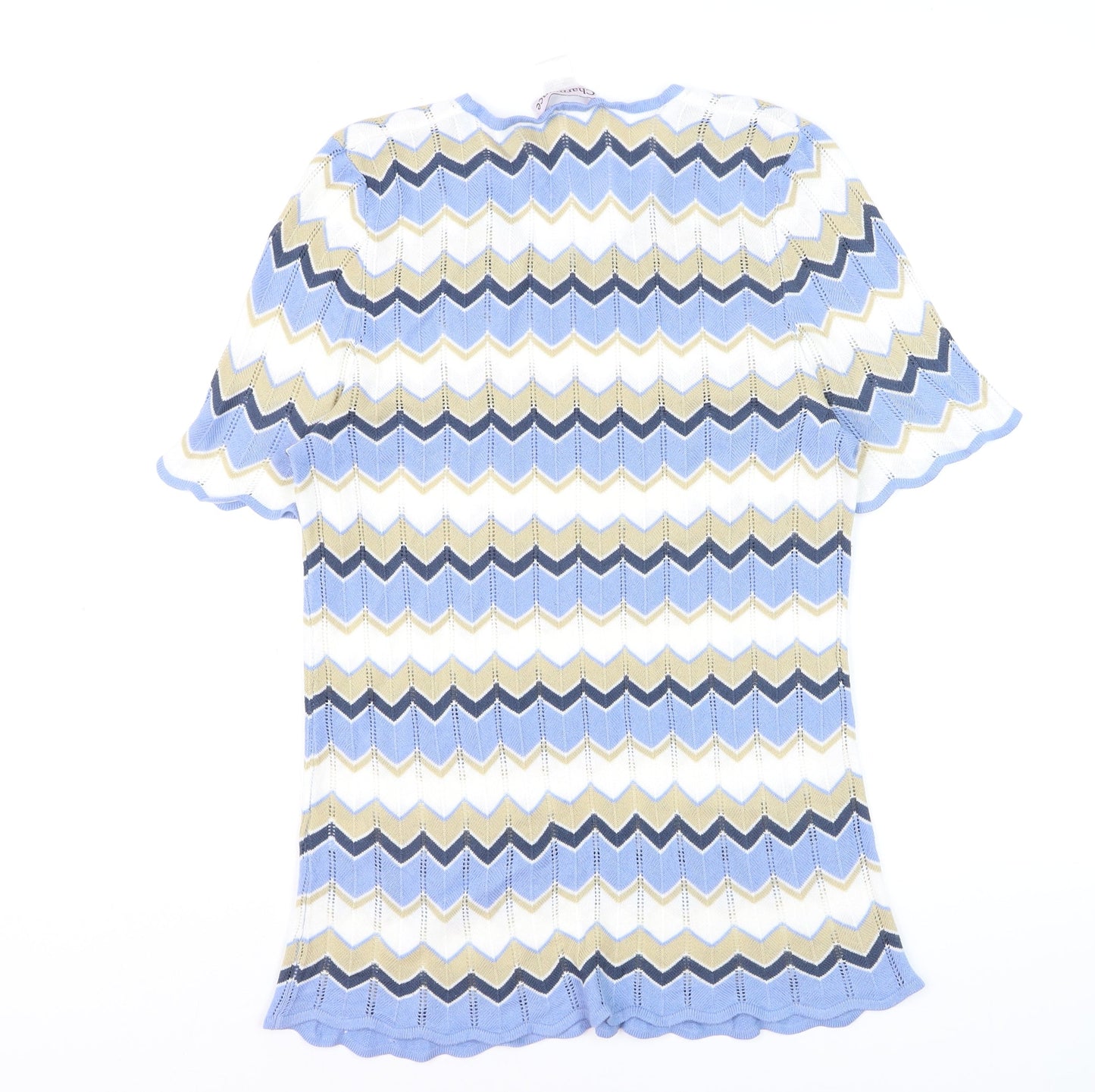 Charmance Women Multicoloured M Retro Knit Short Sleeve Pullover Jumper