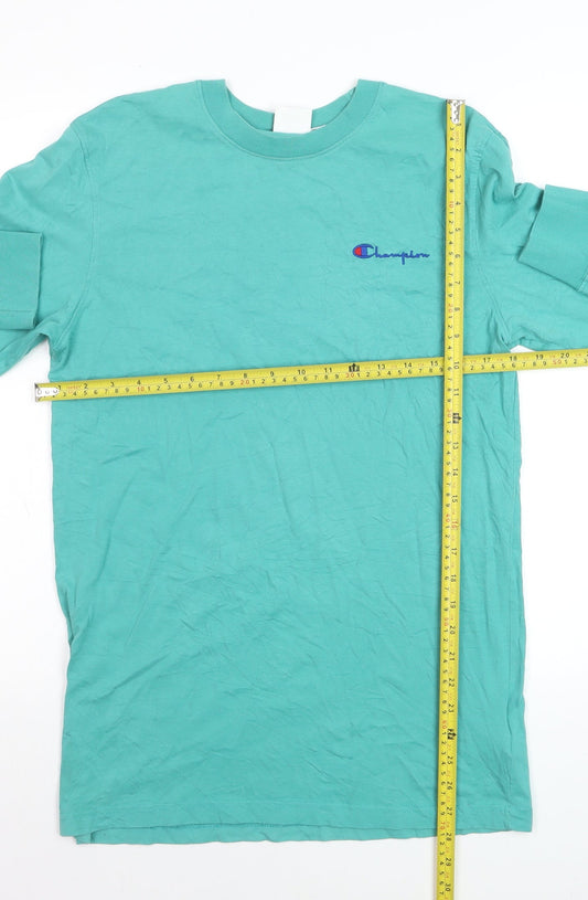 Champion Men's Green Long Sleeve Cotton Casual Top Size S