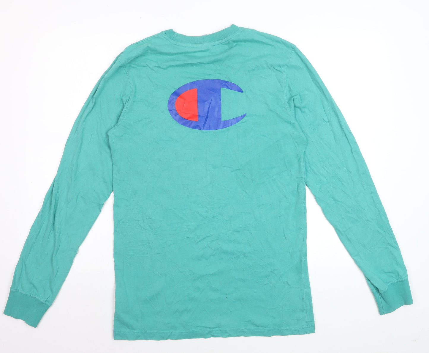 Champion Men's Green Long Sleeve Cotton Casual Top Size S