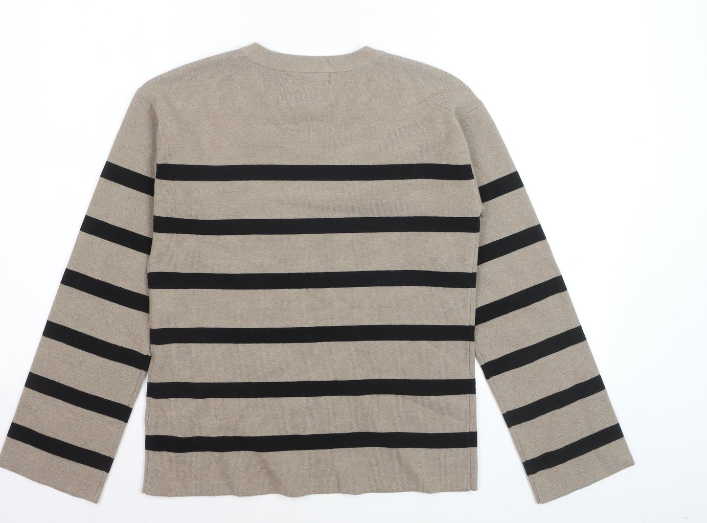 Marks and Spencer Women's Beige Striped Knit Jumper Size S